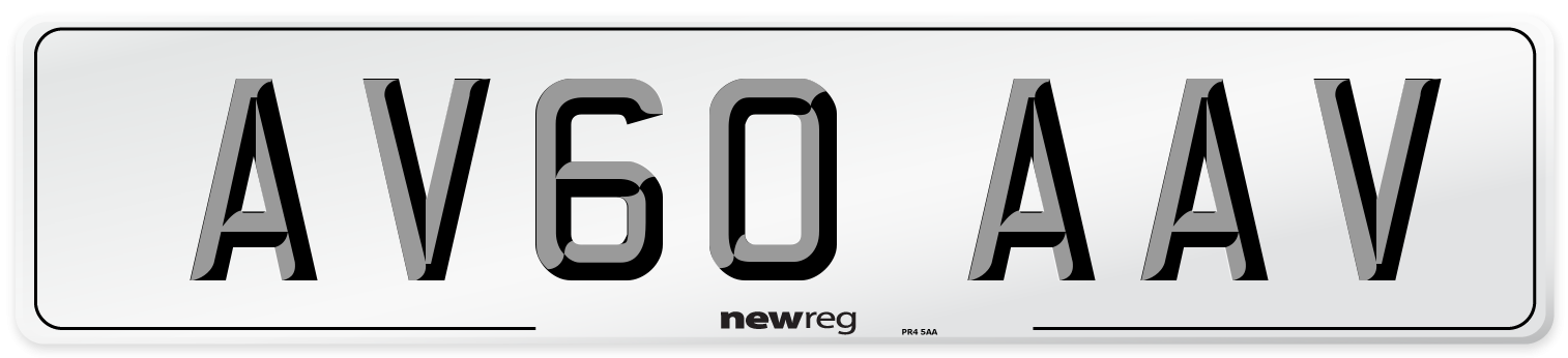 AV60 AAV Number Plate from New Reg